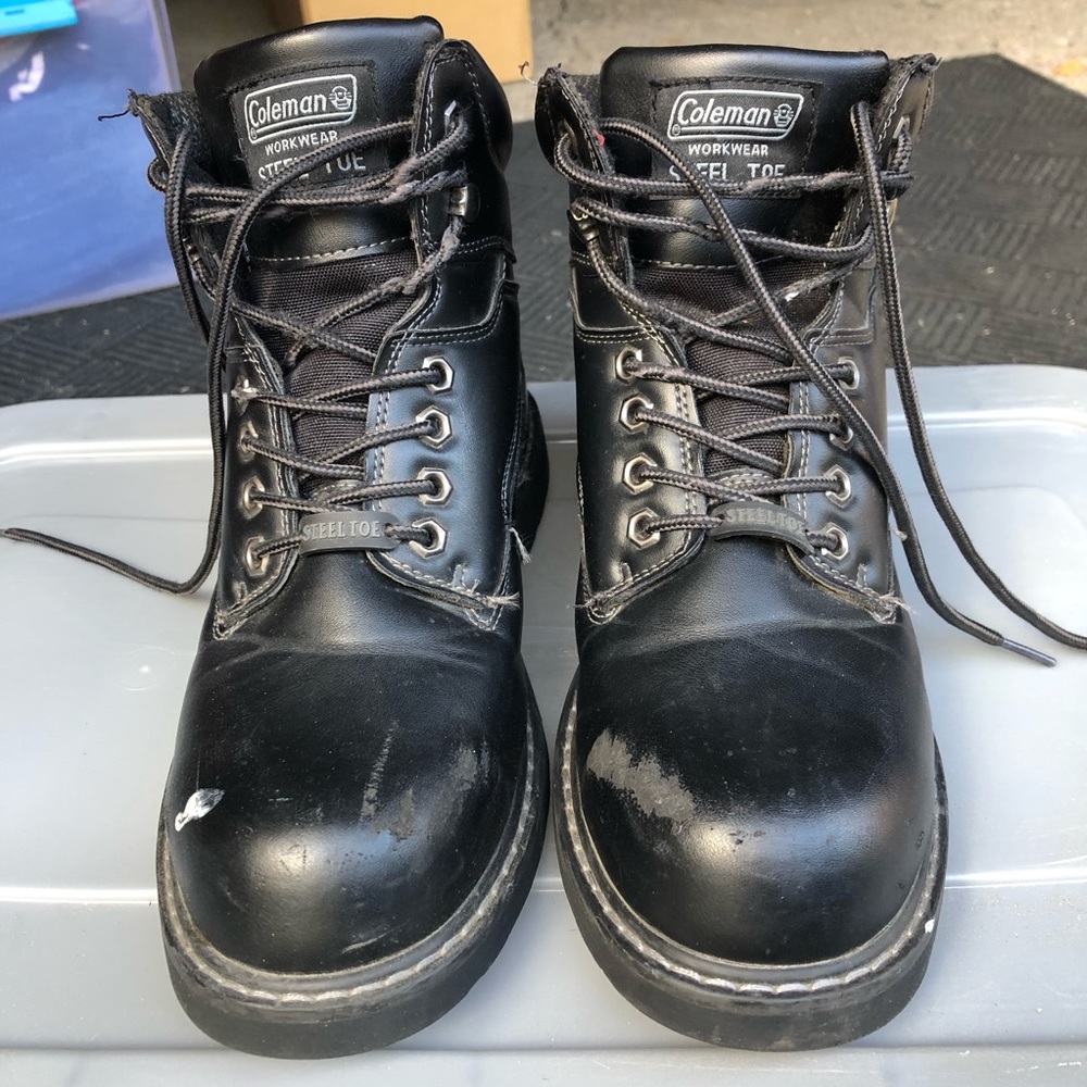 Coleman workwear steel toe boots black mens size 10M.